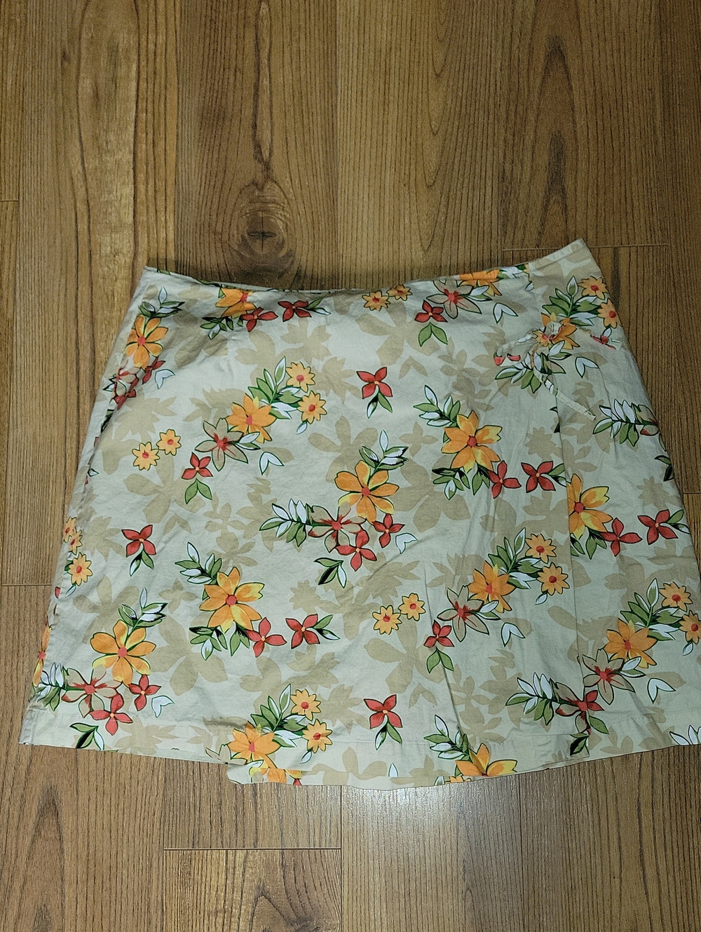 White Stag Beige Mini Skort with Orange & Green Floral Print